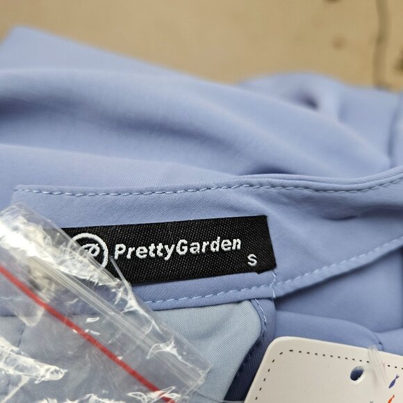 Pretty Garden Womens Halter Neck Tiered Maxi Dress Size S Waist Tie Light Blue - Picture 10 of 13